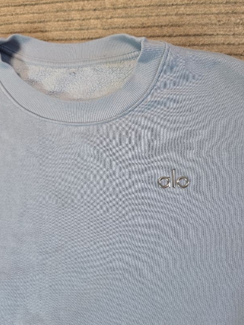 ALO Yoga Blue Crewneck Sweatshirt 2XL Minimal Logo Pullover Fleece. Fits Like 3X